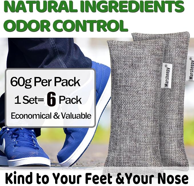 6 Pack Activated Charcoal Odor Absorber Bags, Shoe Deodorizer insert and Shoe Odor Remover, alternate product view 3