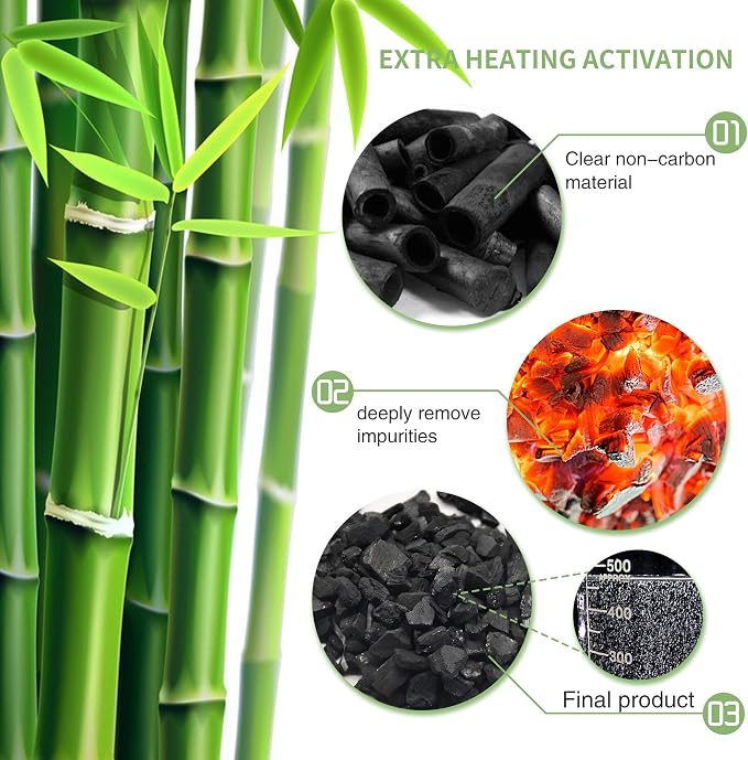 6 Pack Bamboo Charcoal Air Purifying Bag, Activated Charcoal Bags Odor Absorber, Moisture Absorber, Natural Car Air