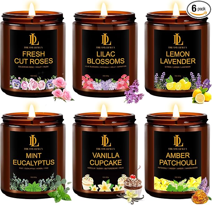 6 Pack Candles for Home Scented, Candles Gifts for Women Men, 42oz Soy Candle Set, product image