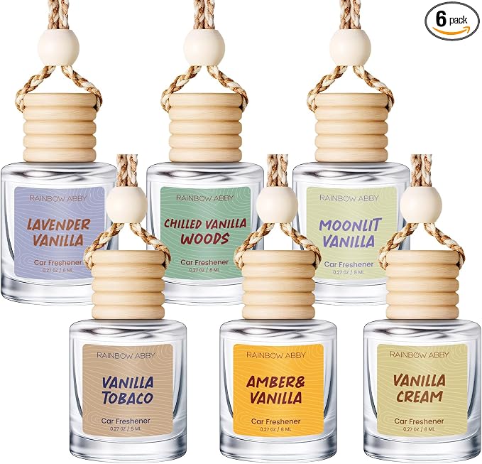 6 Pack Car Air Freshener for Women - Long Lasting Hanging Diffuser with Essential Oil Scents, product image