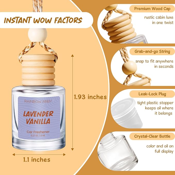 6 Pack Car Air Freshener for Women - Long Lasting Hanging Diffuser with Essential Oil Scents, alternate product view 6