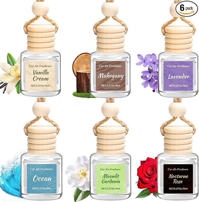 6 Pack Car Air Freshener - Valentines Day Gifts for Her, Hanging Air Freshener Essential Oil Diffuser, product image