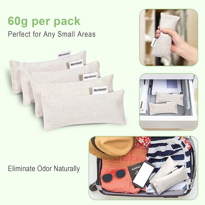 6 Pack Charcoal Shoe Deodorizer Bags, Shoe Smell Remover and Odor Eliminator,Bamboo Charcoal Air Purifying Bags, alternate