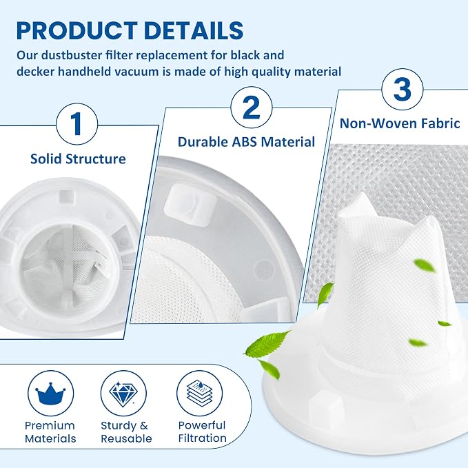 6 Pack Filter Replacement for Black and Decker Power Tools VF110 Dustbuster Cordless Hand Vacuum CHV1410L CHV9610 CHV1210