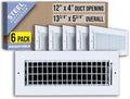6 Pack] Fits 12x4 Duct Opening Steel Adjustable Air Supply Grille by | Register Vent Cover Grill for Sidewall and Ceiling |