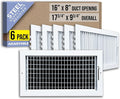 6 Pack] Fits 16x8 Duct Opening Steel Adjustable Air Supply Grille by | Register Vent Cover Grill for Sidewall and Ceiling |
