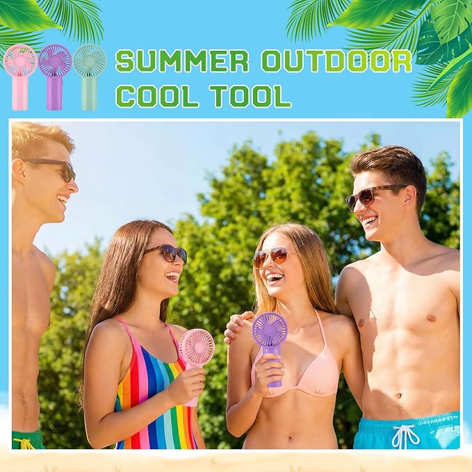 6 Pack Handheld Fan Bulk with Data Cable, USB Rechargeable Lightweight Mini Fan Individually Boxed for Party, Travel, Beach