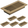 6 Pack Heavy Duty Steel Walkable Floor Vent Covers - Easy Adjust Air Supply Lever - Brown, 4x8 Inches, product image