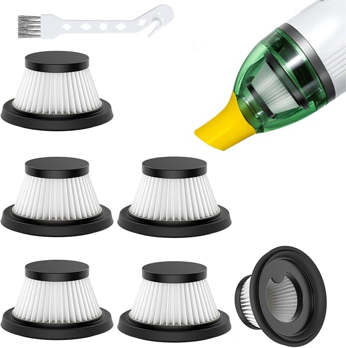 6 Pack HEPA Vacuum Filter Replacement Compatible with Compact Cordless Vacuum Cleaner as Seen on TV, Washable and Reusable