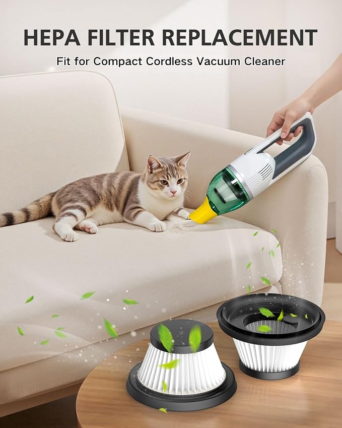 6 Pack HEPA Vacuum Filter Replacement Compatible with Compact Cordless Vacuum Cleaner as Seen on TV, Washable and Reusable