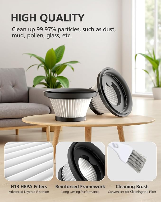 6 Pack HEPA Vacuum Filter Replacement Compatible with Compact Cordless Vacuum Cleaner as Seen on TV, Washable and Reusable