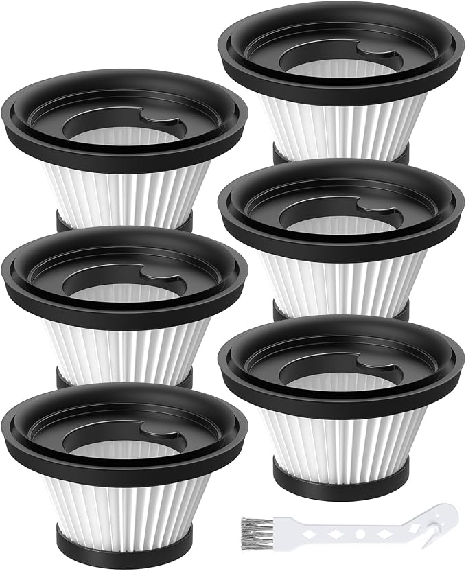 6 Pack HEPA Vacuum Filter Replacement Compatible with Compact Cordless Vacuum Cleaner as Seen on TV, Washable and Reusable