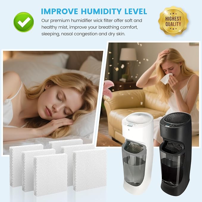 6 Pack Humidifier Wicking Filter T for Humidifier HEV615 HEV620 Series, alternate product view 7
