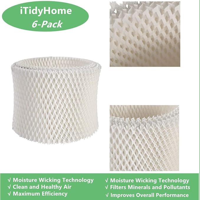 6-Pack Humidifier Wicking Filters Replacement Compatible for HAC-504, HAC-504AW, HCM-350, HCM-300T, HCM-600