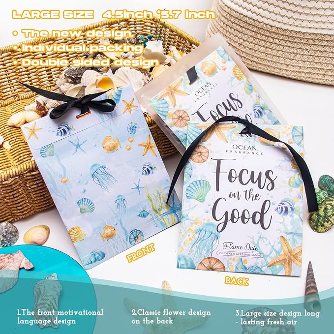 6 Pack Inspirational Scented Sachets - Valentines Day Girlfriend Gifts for Wife | Natural Moth Repellent for Closets, Air