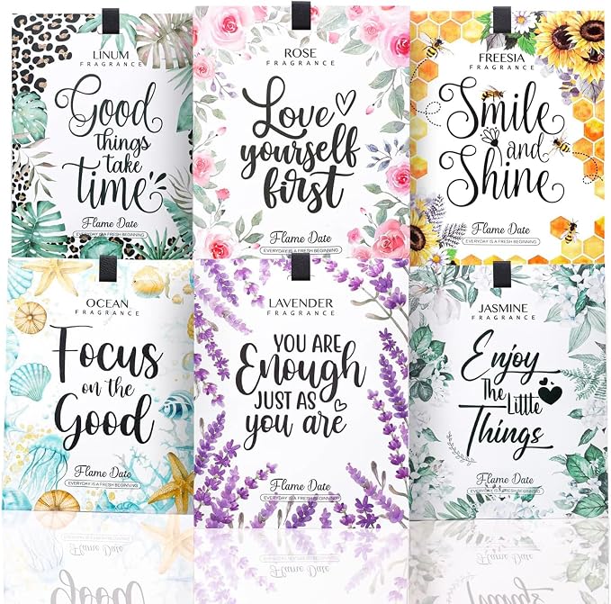 6 Pack Inspirational Scented Sachets - Valentines Day Girlfriend Gifts for Her Wife | Natural Moth Repellent for Closets, Air