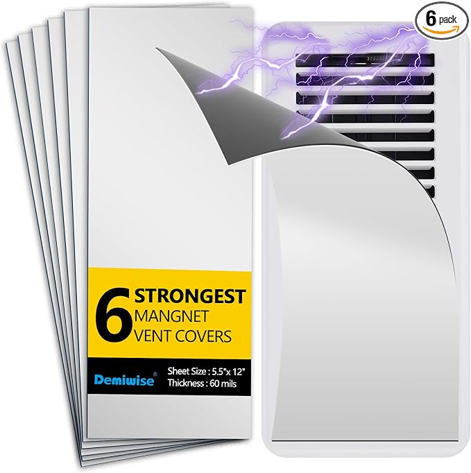 6 Pack Magnetic Air Vent Covers,5.5 Inch X 12 Inch Magnetic Floor Vent Cover for Ceiling Wall and Registers Home HVAC and AC