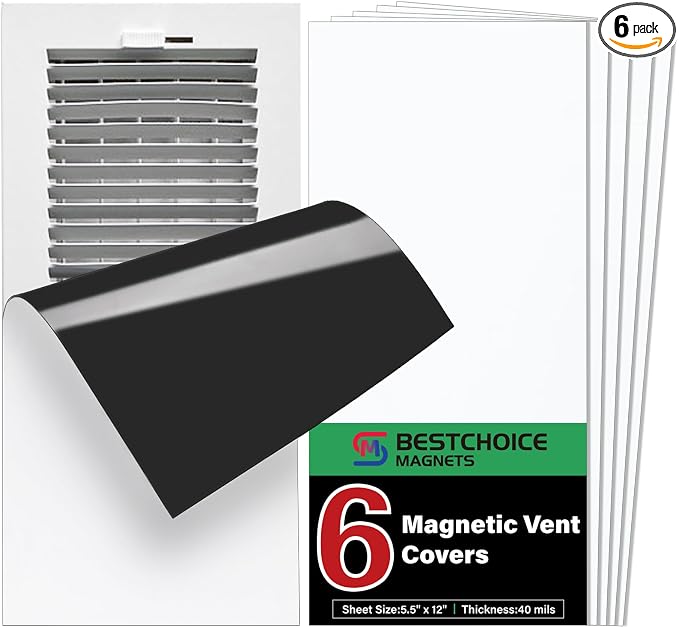 6 Pack Magnetic Vent Covers, Strong Vent Covers 5.5 X 12inch High Strength Magnetic Vent Cover for Floor Wall and Ceiling