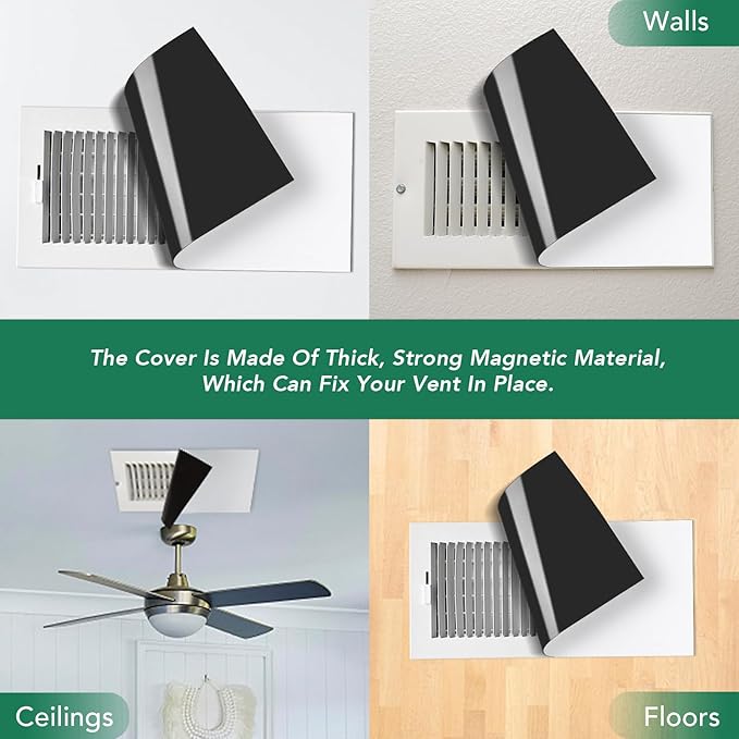 6 Pack Magnetic Vent Covers, Strong Vent Covers 5.5 X 12inch High Strength Magnetic Vent Cover for Floor Wall and Ceiling