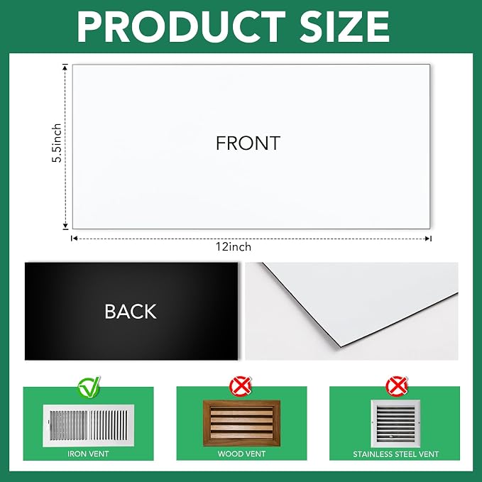 6 Pack Magnetic Vent Covers, Strong Vent Covers 5.5 X 12inch High Strength Magnetic Vent Cover for Floor Wall and Ceiling