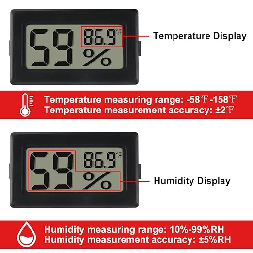6-Pack Mini Digital Thermometer Hygrometer with Probe Indoor Temperature Humidity Meter Gauge LCD Fahrenheit Display
