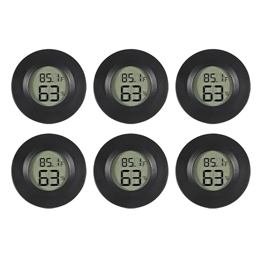 6-Pack Mini Hygrometer Thermometer Digital LCD Monitor Indoor/Outdoor Humidity Meter Gauge Temperature for Humidors Home