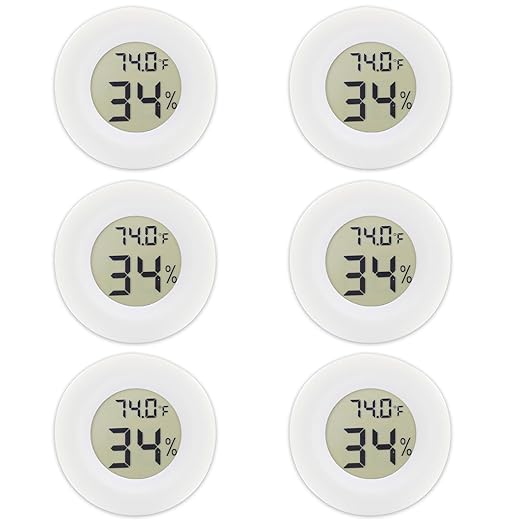 6-Pack Mini Round Hygrometer Thermometer Digital LCD Monitor Indoor Outdoor Humidity Meter Gauge Temperature for