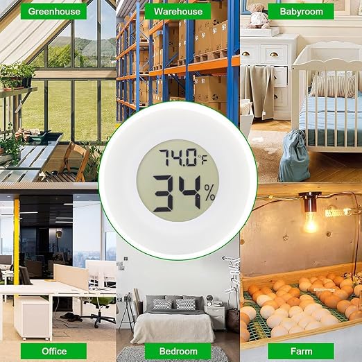 6-Pack Mini Round Hygrometer Thermometer Digital LCD Monitor Indoor Outdoor Humidity Meter Gauge Temperature for, alternate