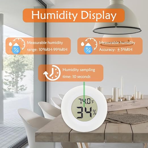 6-Pack Mini Round Hygrometer Thermometer Digital LCD Monitor Indoor Outdoor Humidity Meter Gauge Temperature for, alternate