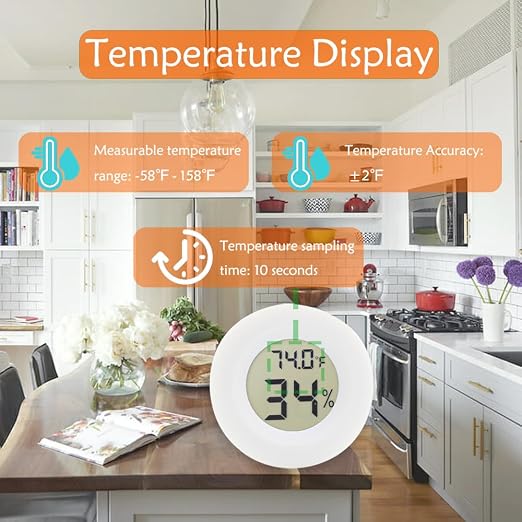 6-Pack Mini Round Hygrometer Thermometer Digital LCD Monitor Indoor Outdoor Humidity Meter Gauge Temperature for, alternate