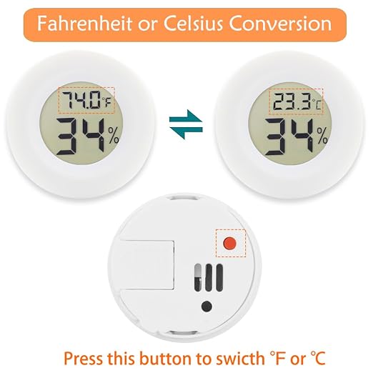 6-Pack Mini Round Hygrometer Thermometer Digital LCD Monitor Indoor Outdoor Humidity Meter Gauge Temperature for, alternate