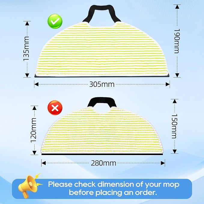 6-Pack Mop Pads Compatible for Shark Matrix Plus AI Ultra 2-in-1 Robot Vacuum AV2610WA, RV2610WA, RV2610BTUS, AV2620WA