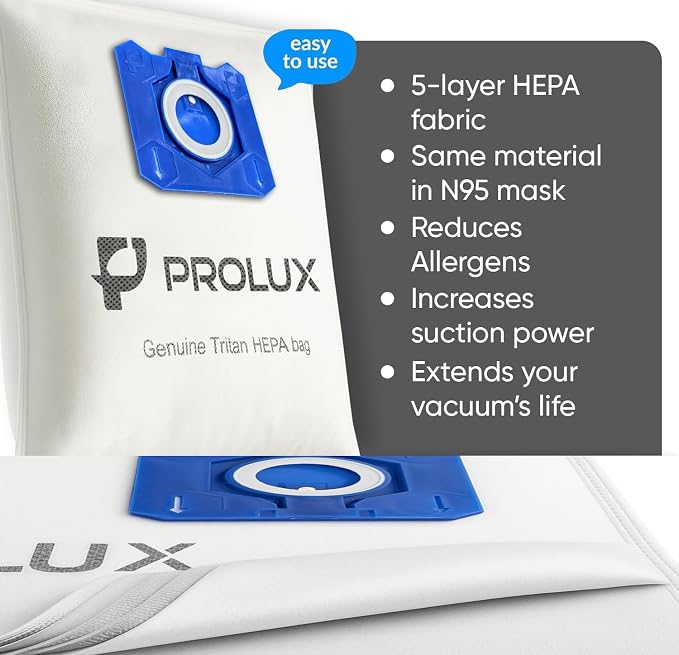 6 pack of HEPA bags and 2 post Filters for the Tritan series vacuum cleaners, alternate product view 2