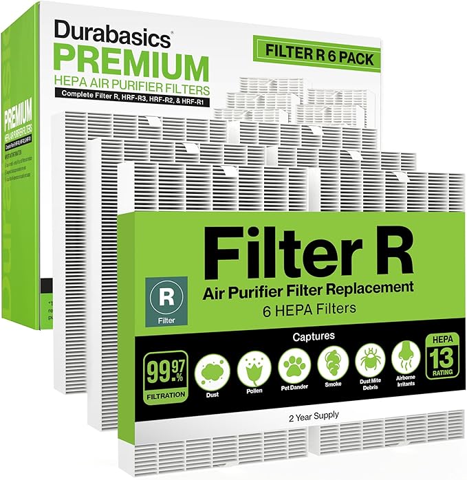 6 Pack of HEPA Filters Compatible with Air Purifier Replacement Filters, Replacement for Filter R, HEPA