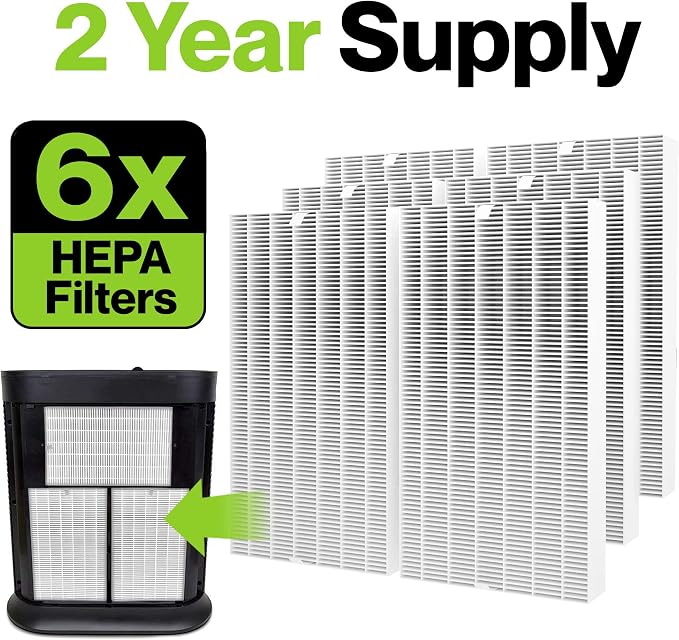 6 Pack of HEPA Filters Compatible with Air Purifier Replacement Filters, Replacement for Filter R, HEPA