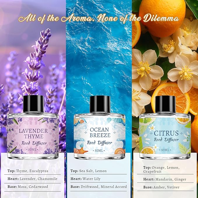 6 Pack Reed Diffuser Sets, Essential Oil Reed Diffusers for Home with 24 Sticks, Long Lasting Scent, alternate product view 2