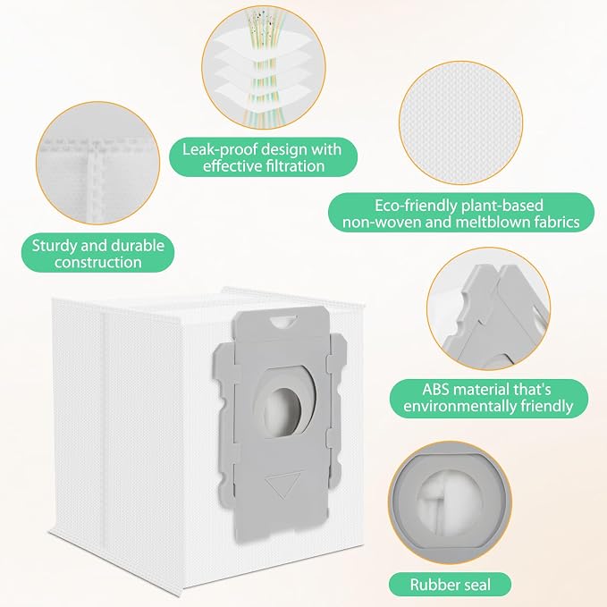 6 Pack Roomba Replacement Parts - Vacuum Bags for Roomba i7+, i1+, i2+, i3+, i4+, i5+, i6+, i8+, j6+, j7+, j8+, j9+