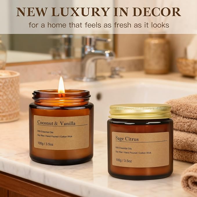 6-Pack Scented Candles for Home, 3.5 Oz Soy Wax Candles Gift Set with Lavender Chamomile & Eucalyptus Mint for Brithday