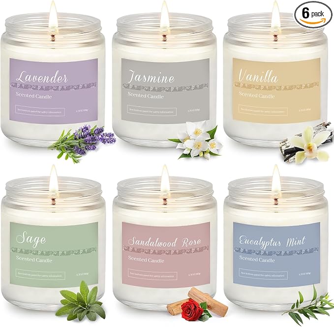 6 Pack Scented Candles Gift Set, Long Lasting Aromatherapy Candles for Home, 37.8 oz 300 Hour Burn, product image