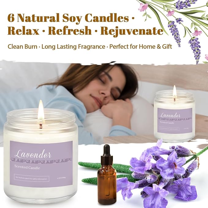 6 Pack Scented Candles Gift Set, Long Lasting Aromatherapy Candles for Home, 37.8 oz 300 Hour Burn, alternate product view 3
