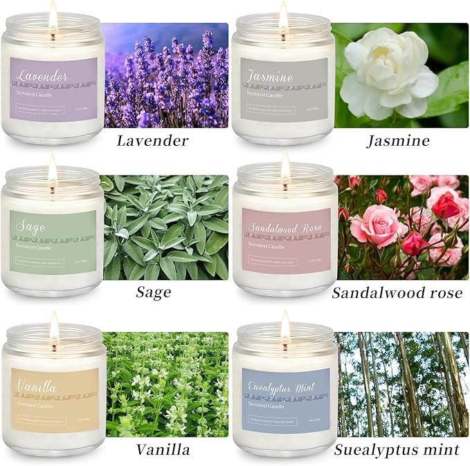 6 Pack Scented Candles Gift Set, Long Lasting Aromatherapy Candles for Home, 37.8 oz 300 Hour Burn, alternate product view 4