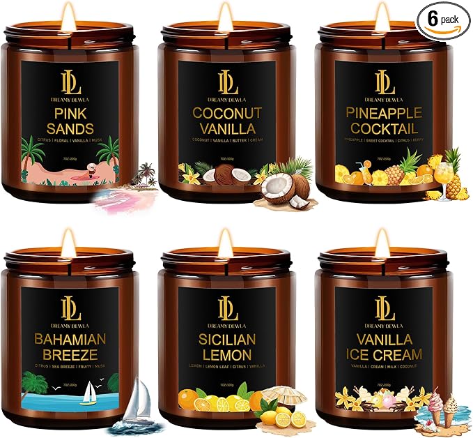 6 Pack Scented Candles Set, 42oz 300 Hour Long Lasting Candle, Soy Candles for Home Scented, product image