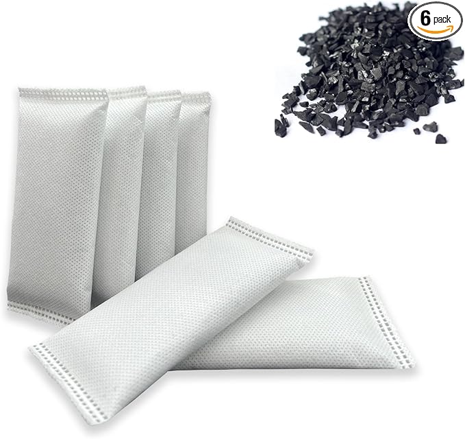 6 Pack Shoe Deodorizer Bags,Activated Charcoal Odor Absorber,Odor Removing Packs,Reusable Odor Absorber for Shoes,Gym