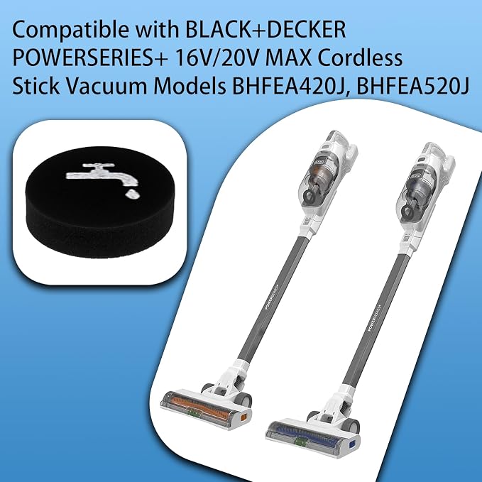 6 Pack Sponge Filter Compatible with POWERSERIES+ 16V/20V Cordless Stick Vacuum Models BHFEA420J, BHFEA520J
