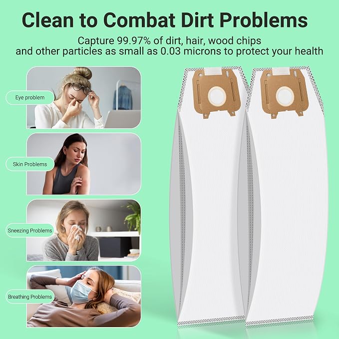 6 Pack Type LW HEPA Vacuum Cleaner Bags Compatible with Oreck Magnesium Upright Vacuum, Part # LWPK6OH LWPK25OH, LWPK3OH