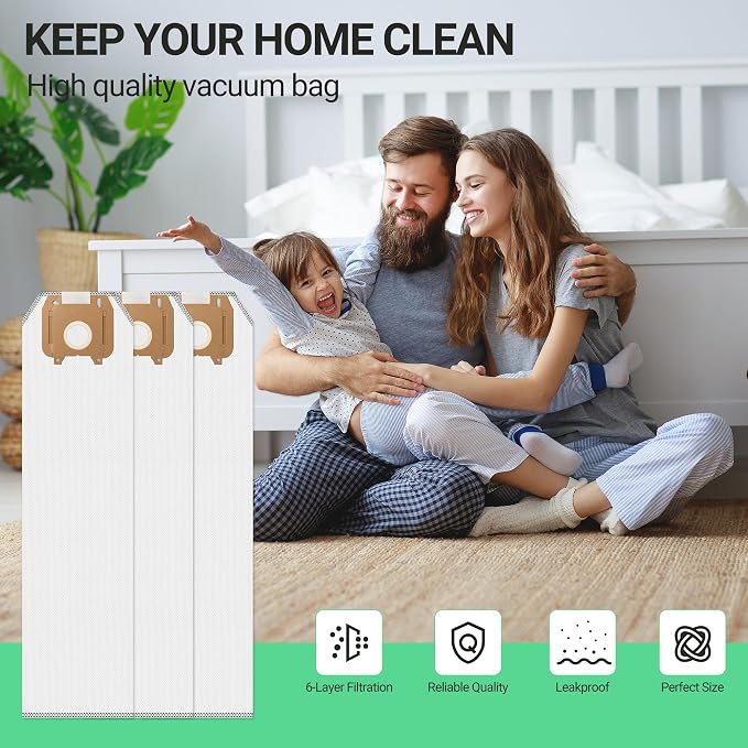 6 Pack Type LW HEPA Vacuum Cleaner Bags Compatible with Oreck Magnesium Upright Vacuum, Part # LWPK6OH LWPK25OH, LWPK3OH
