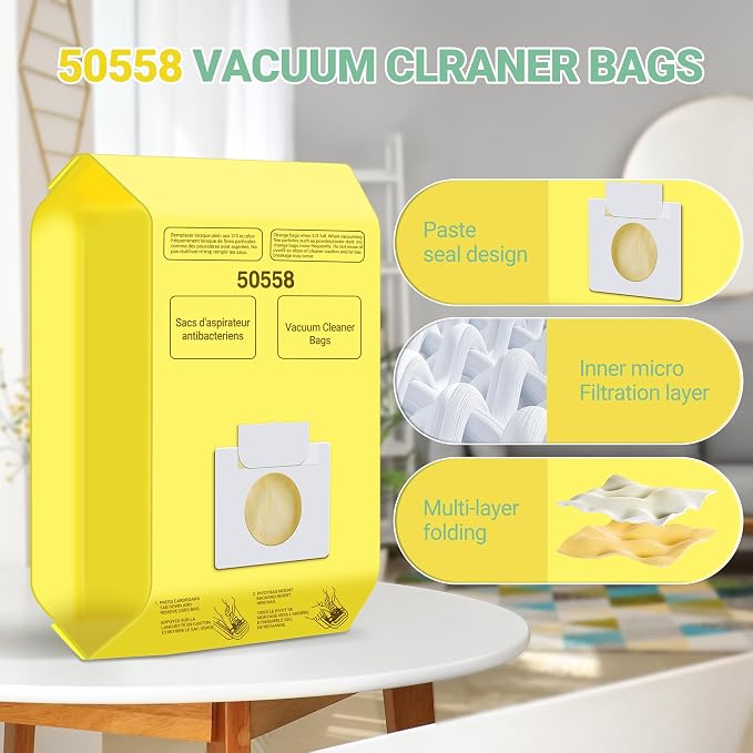 6 Pack Vacuum Cleaner Bags Fit for Canister Type C/Q 5055 50555 50557 50558 and Pana·sonic Type C-5 C-18, 200 Series