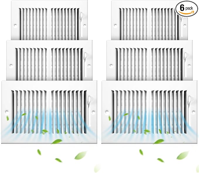 6 Pcs 10 x 6 Inch (Interior Size) Air Vent Cover Ceiling Register Grill Duct Opening Air Supply Diffuser 2 Way