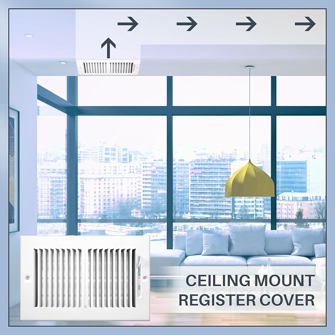 6 Pcs 10 x 6 Inch (Interior Size) Air Vent Cover Ceiling Register Grill Duct Opening Air Supply Diffuser 2 Way, alternate