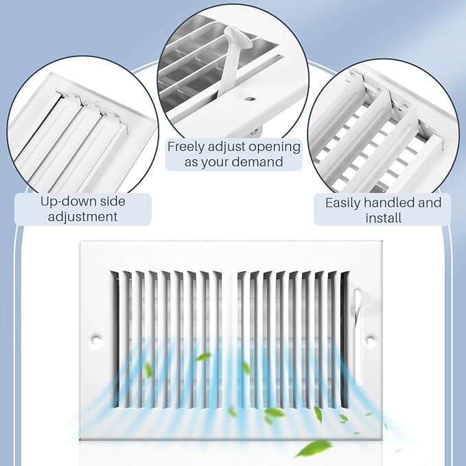 6 Pcs 10 x 6 Inch (Interior Size) Air Vent Cover Ceiling Register Grill Duct Opening Air Supply Diffuser 2 Way, alternate
